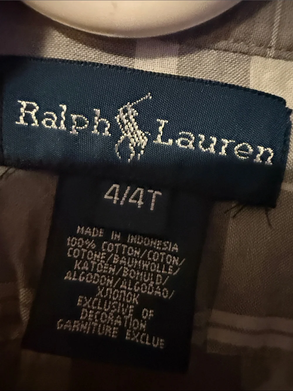 Ralph Lauren Gray Plaid Button-Down Shirt for Kids